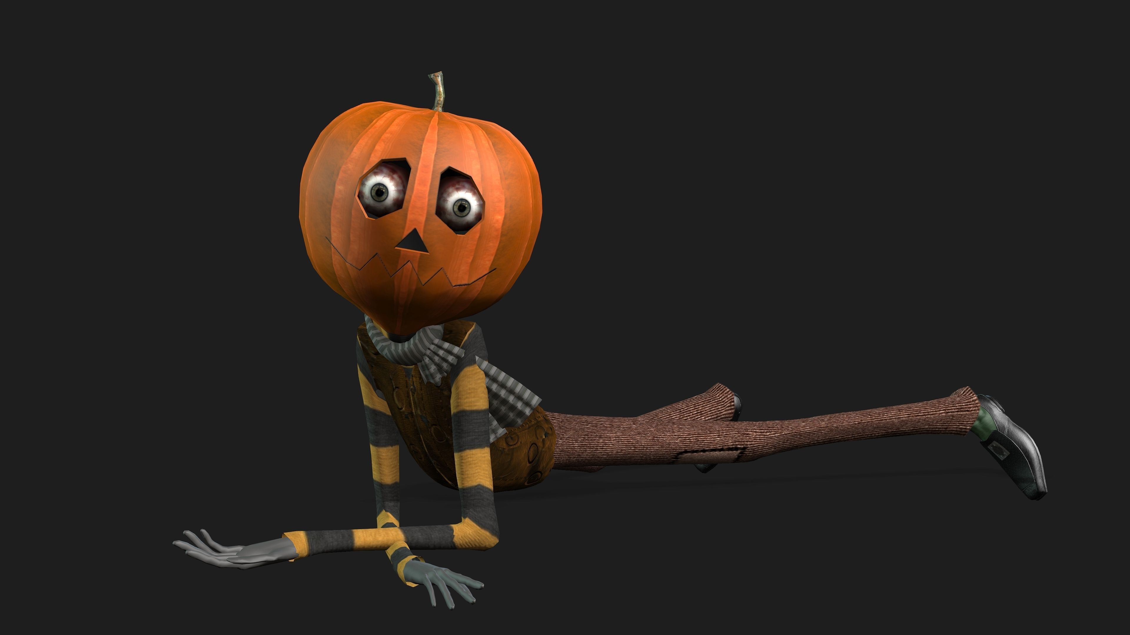 PUMPKIN MAN WITH DANCE ANIMATION Low-poly 3D model_4