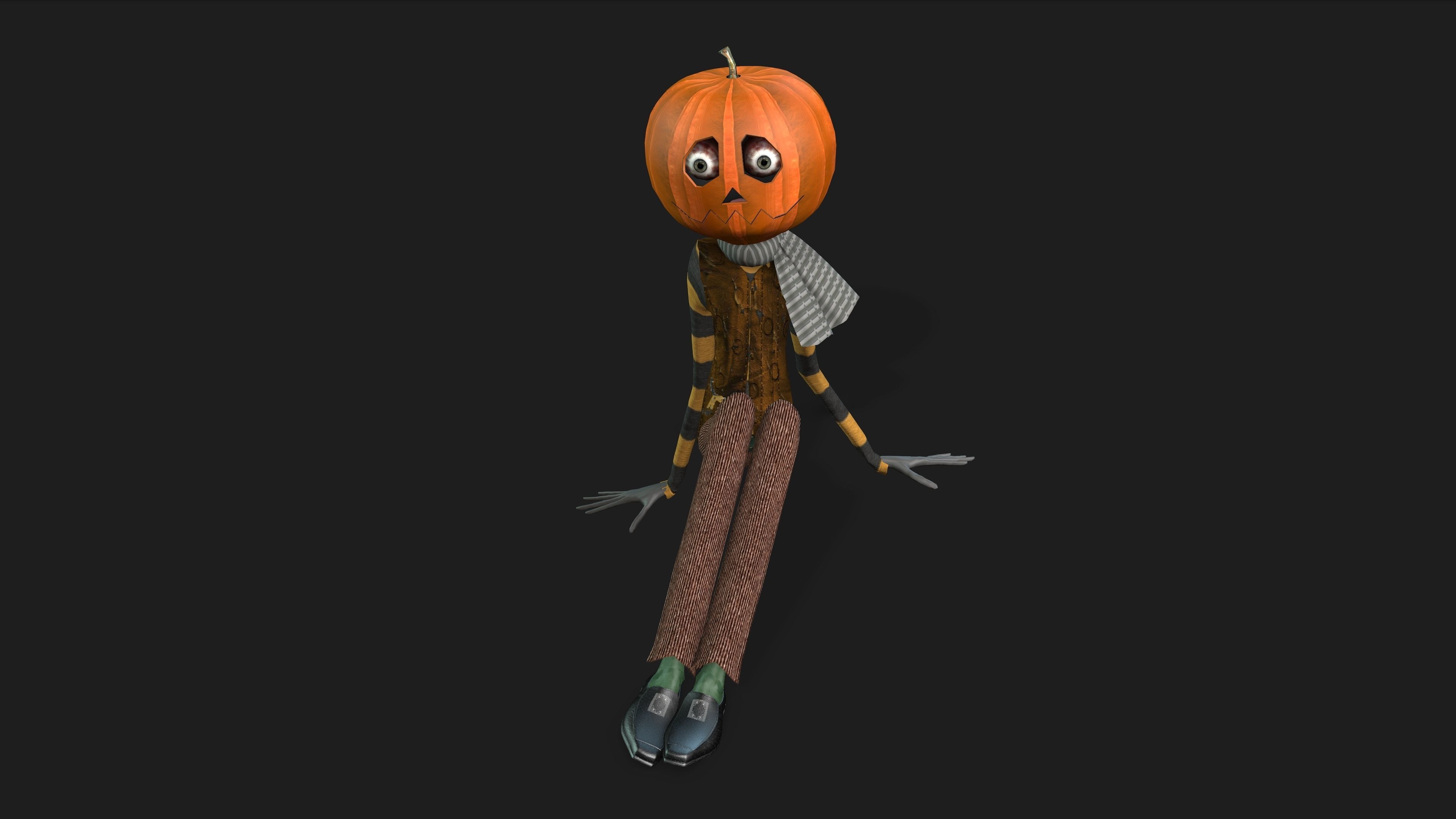 PUMPKIN MAN WITH DANCE ANIMATION Low-poly 3D model_6