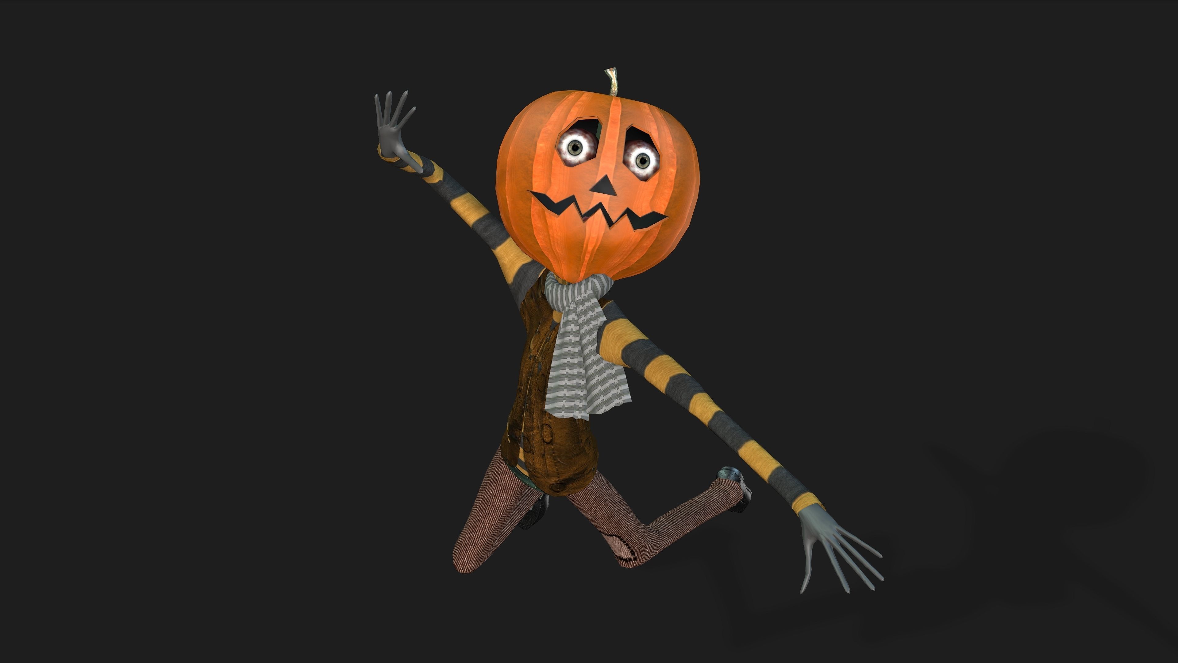 PUMPKIN MAN WITH DANCE ANIMATION Low-poly 3D model_8