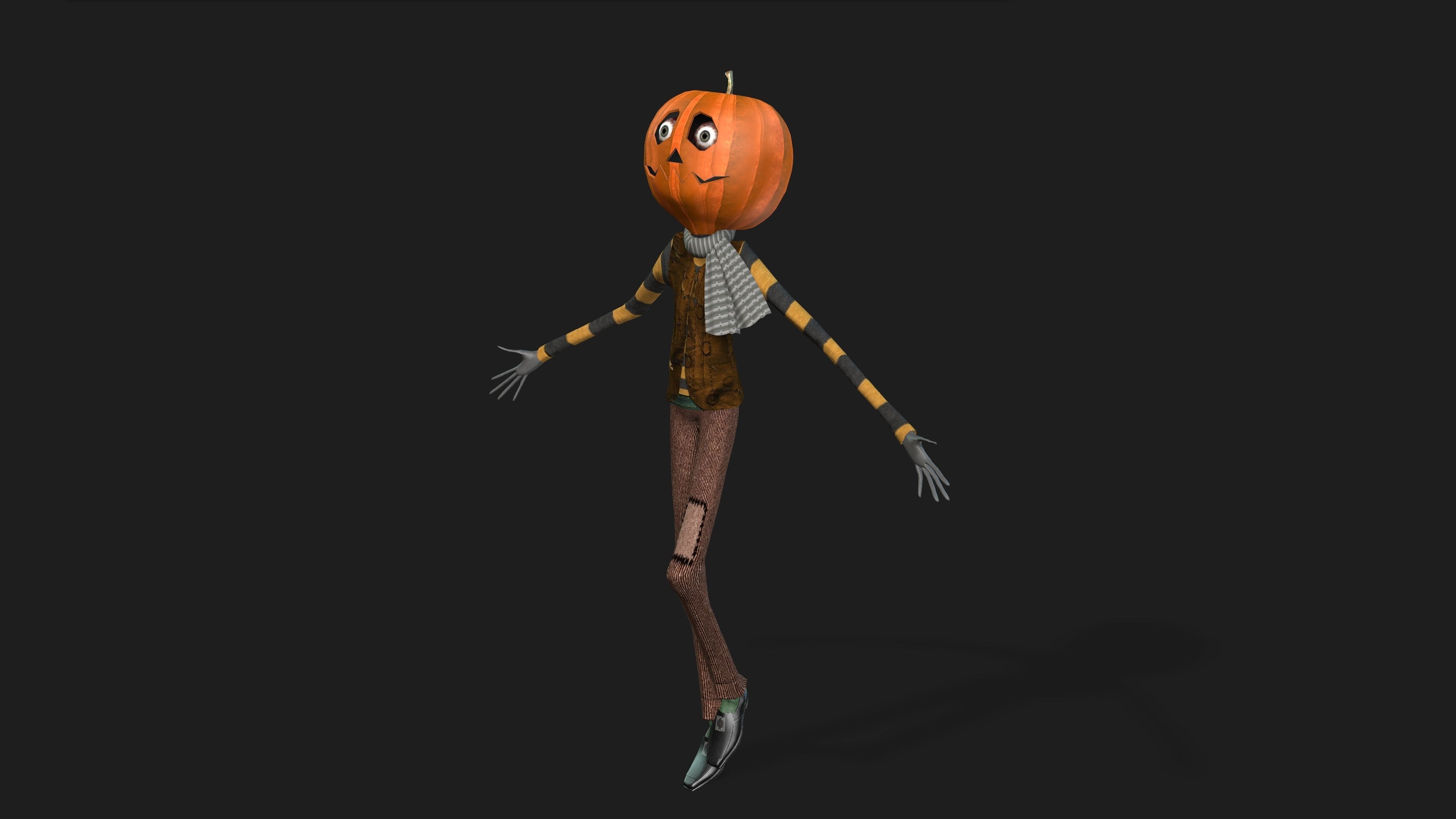 PUMPKIN MAN WITH DANCE ANIMATION Low-poly 3D model_9