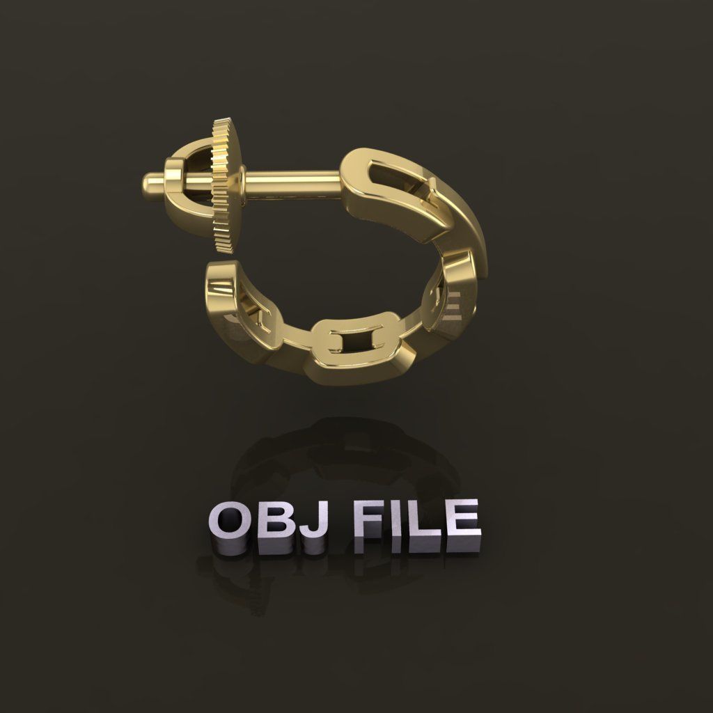 Earring Hoop Hermes Style Link Open Back 7mm Inside Huggie Size 3D print model_8