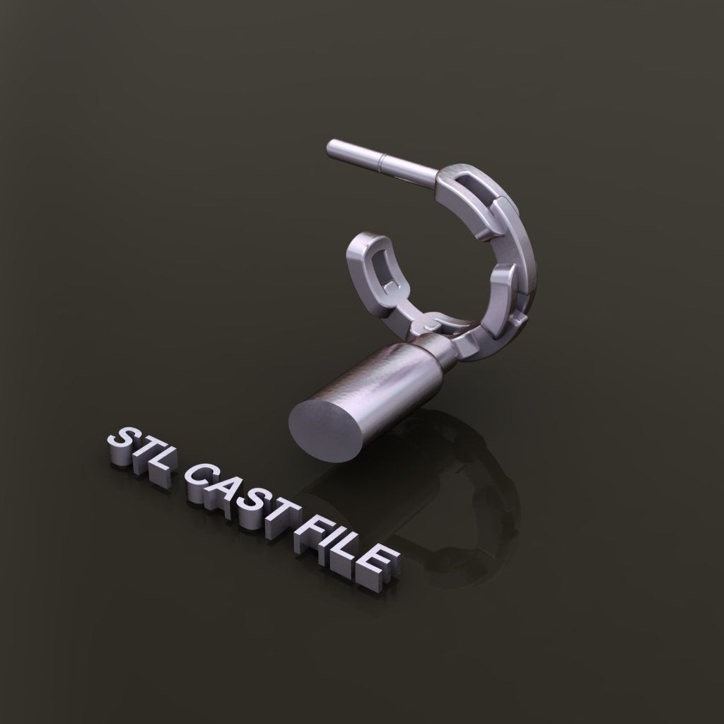 Earring Hoop Hermes Style Link Open Back 7mm Inside Huggie Size 3D print model_9