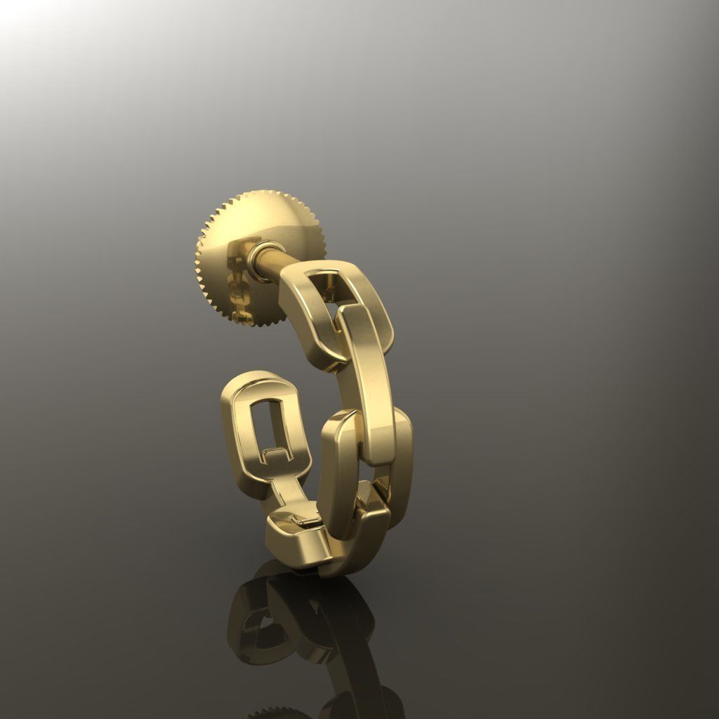 Earring Hoop Hermes Style Link Open Back 7mm Inside Huggie Size 3D print model_5