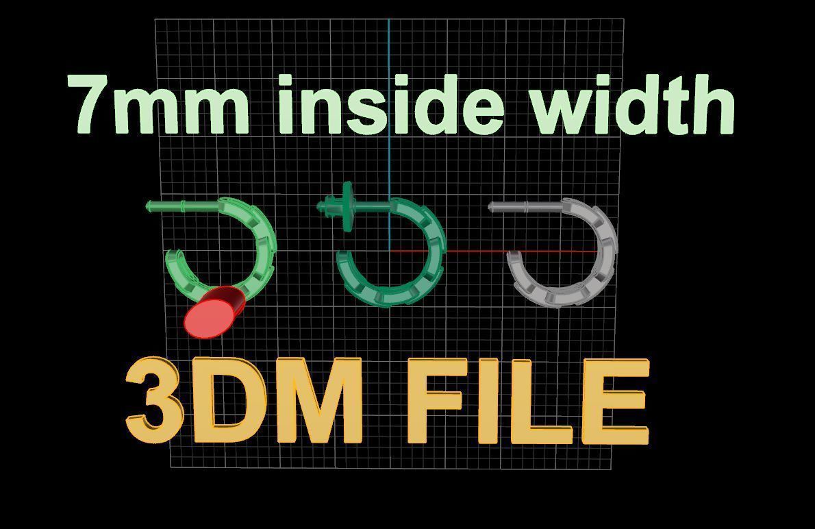 Earring Hoop Hermes Style Link Open Back 7mm Inside Huggie Size 3D print model_3
