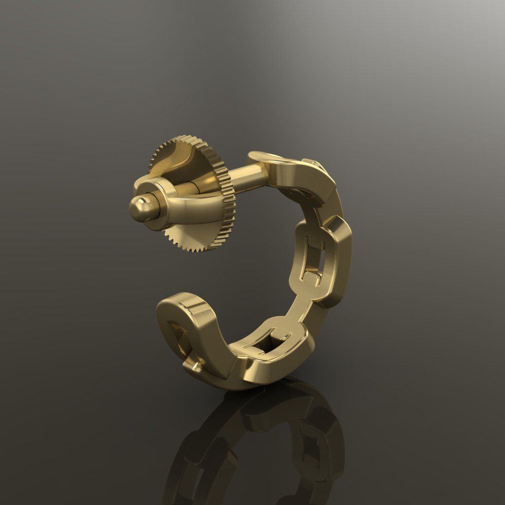 Earring Hoop Hermes Style Link Open Back 7mm Inside Huggie Size 3D print model_6