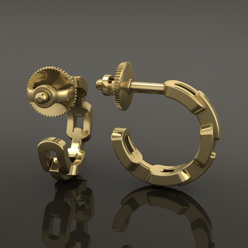 Earring Hoop Hermes Style Link Open Back 7mm Inside Huggie Size 3D print model_1