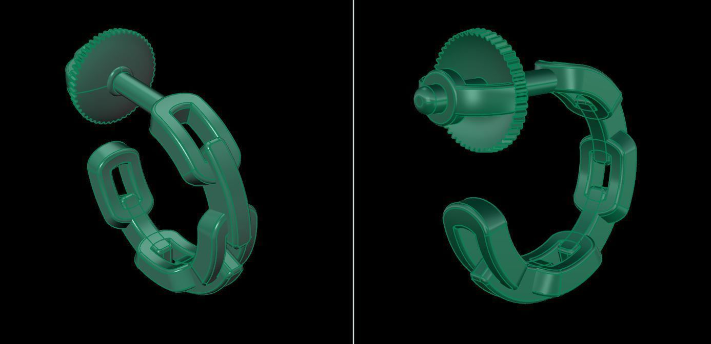 Earring Hoop Hermes Style Link Open Back 7mm Inside Huggie Size 3D print model_14