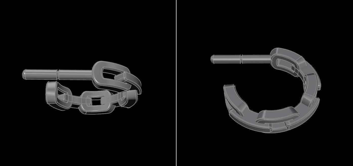 Earring Hoop Hermes Style Link Open Back 7mm Inside Huggie Size 3D print model_15