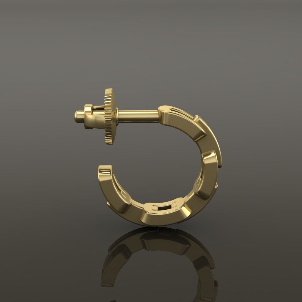 Earring Hoop Hermes Style Link Open Back 7mm Inside Huggie Size 3D print model_4