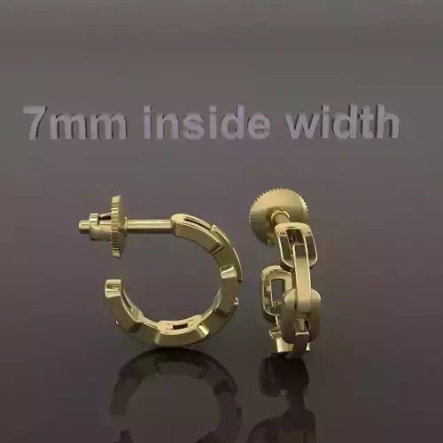 Earring Hoop Hermes Style Link Open Back 7mm Inside Huggie Size
