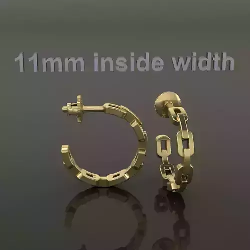 Earring Hoop Hermes Style Link Open Back 11mm inside  3D print model