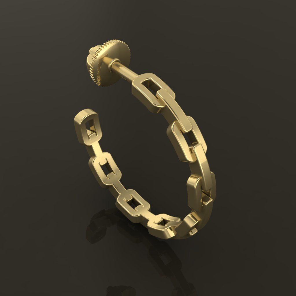 Earring Hoop Hermes Style Link Open Back 15mm Inside  3D print model_4