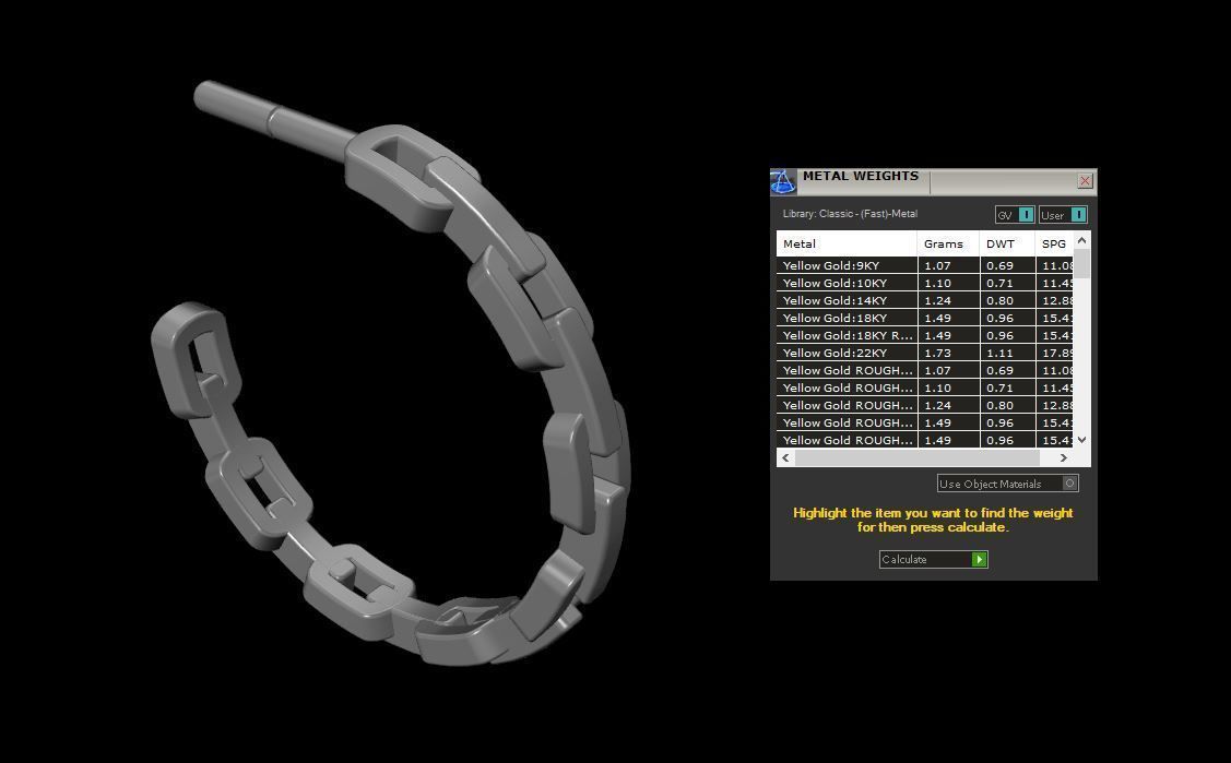 Earring Hoop Hermes Style Link Open Back 15mm Inside  3D print model_11