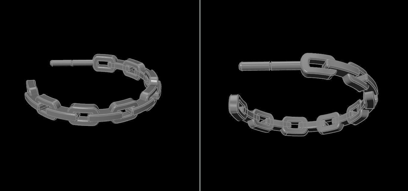 Earring Hoop Hermes Style Link Open Back 15mm Inside  3D print model_14