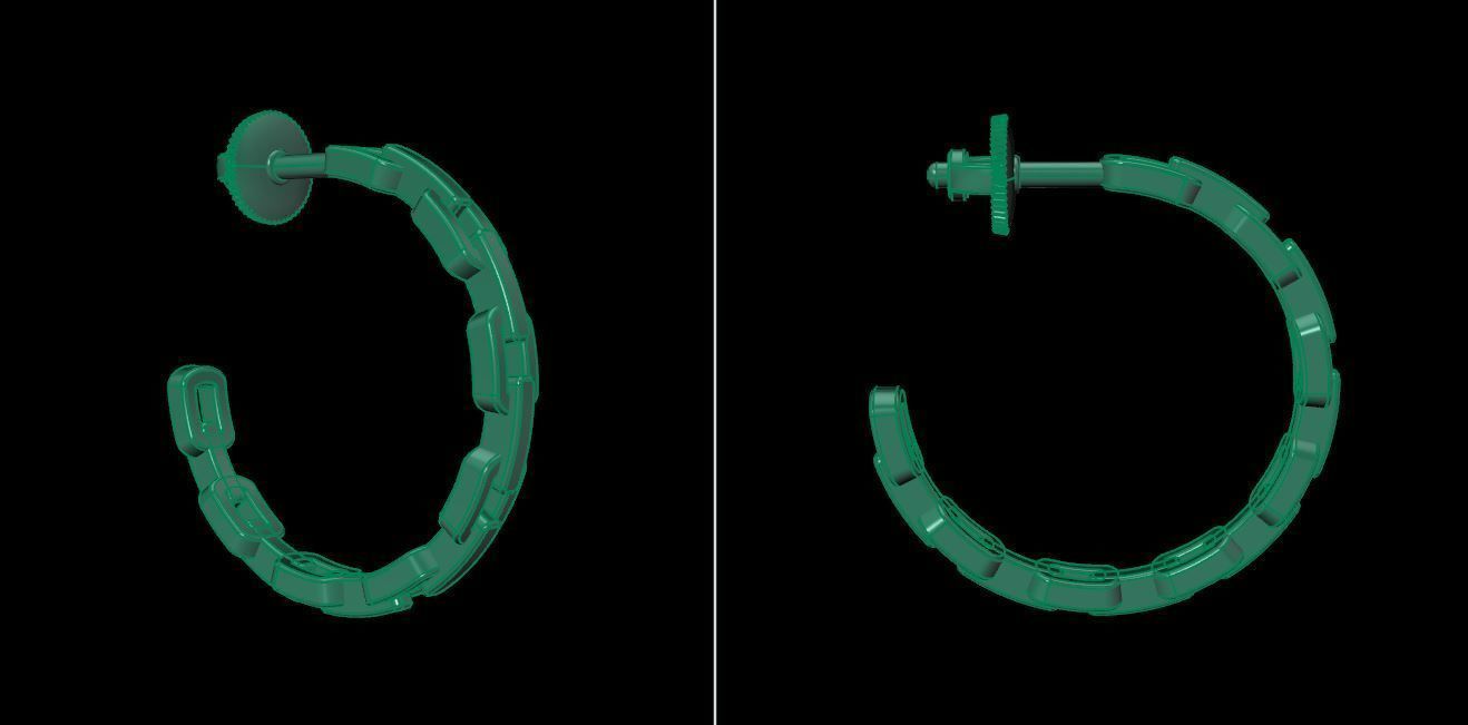Earring Hoop Hermes Style Link Open Back 15mm Inside  3D print model_13