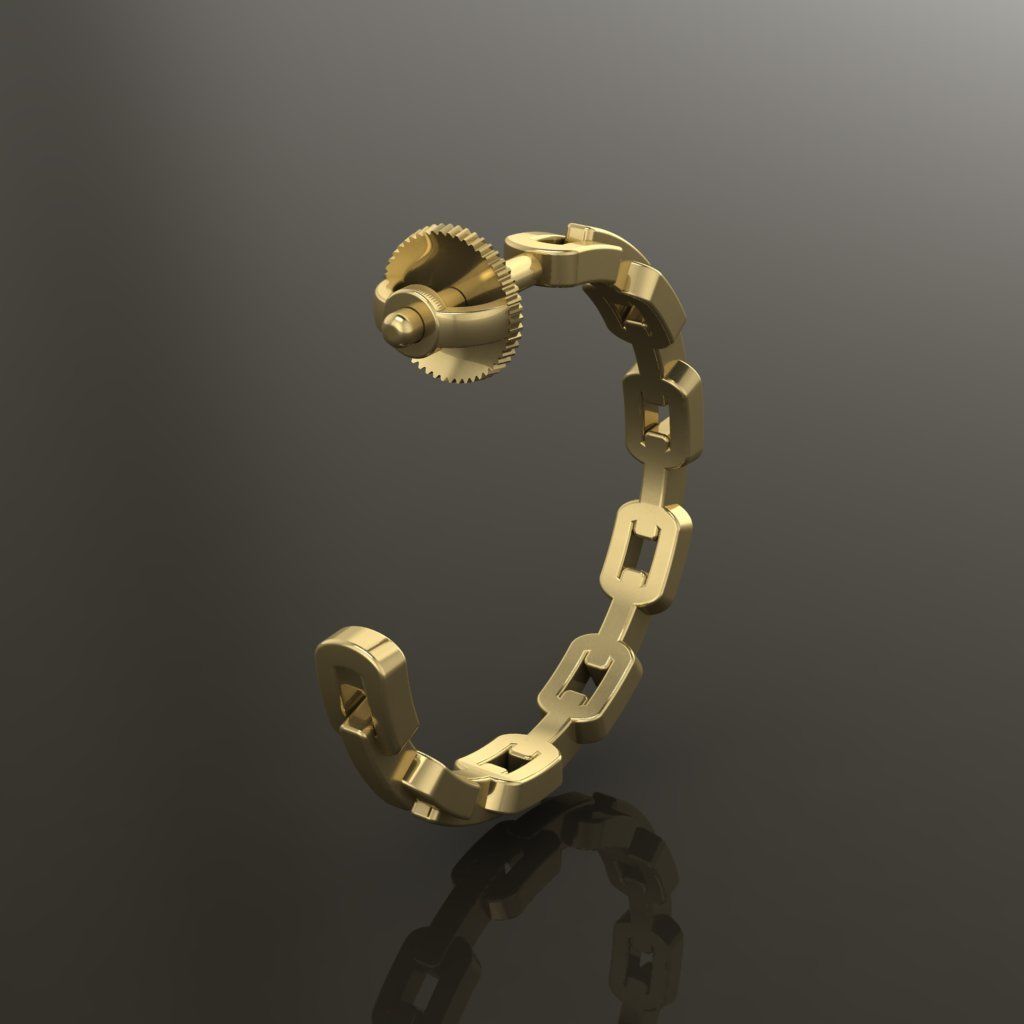 Earring Hoop Hermes Style Link Open Back 15mm Inside  3D print model_5