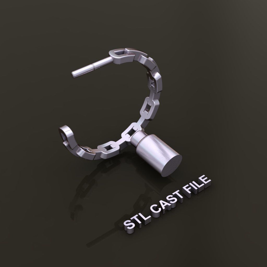 Earring Hoop Hermes Style Link Open Back 15mm Inside  3D print model_8