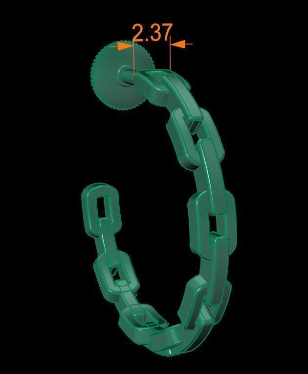 Earring Hoop Hermes Style Link Open Back 15mm Inside  3D print model_10