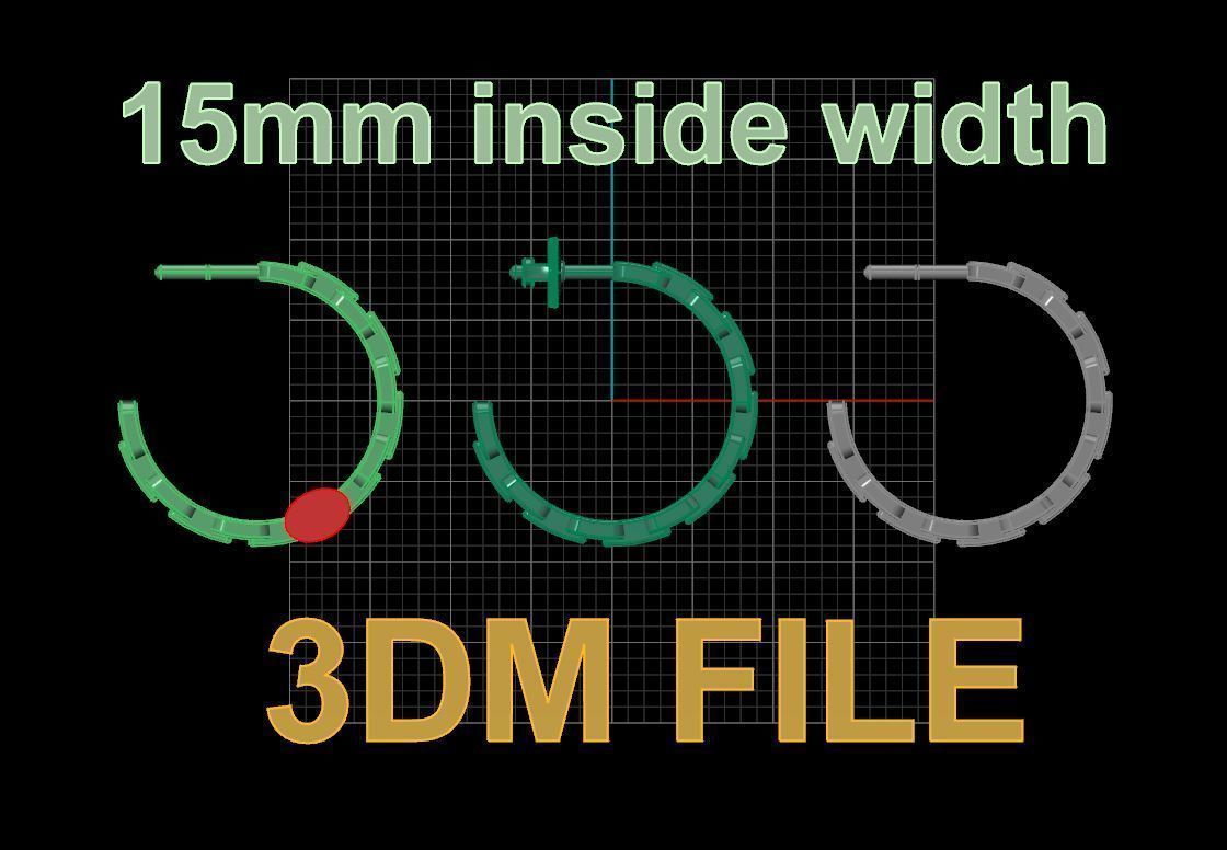 Earring Hoop Hermes Style Link Open Back 15mm Inside  3D print model_3