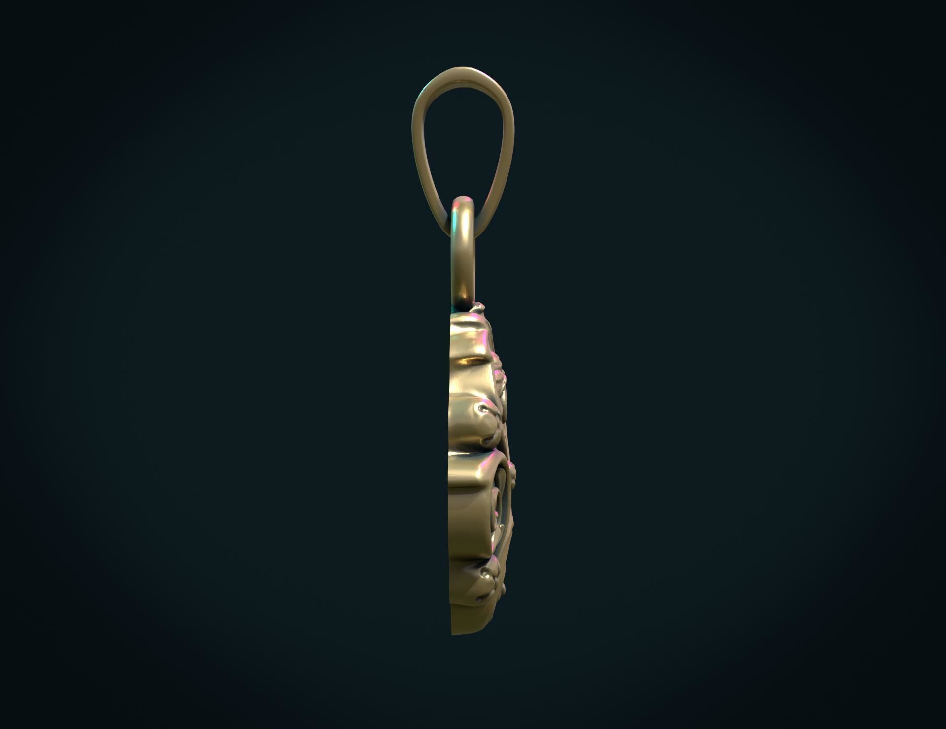 Leaves Scrolls charm pendant 3D print model_6