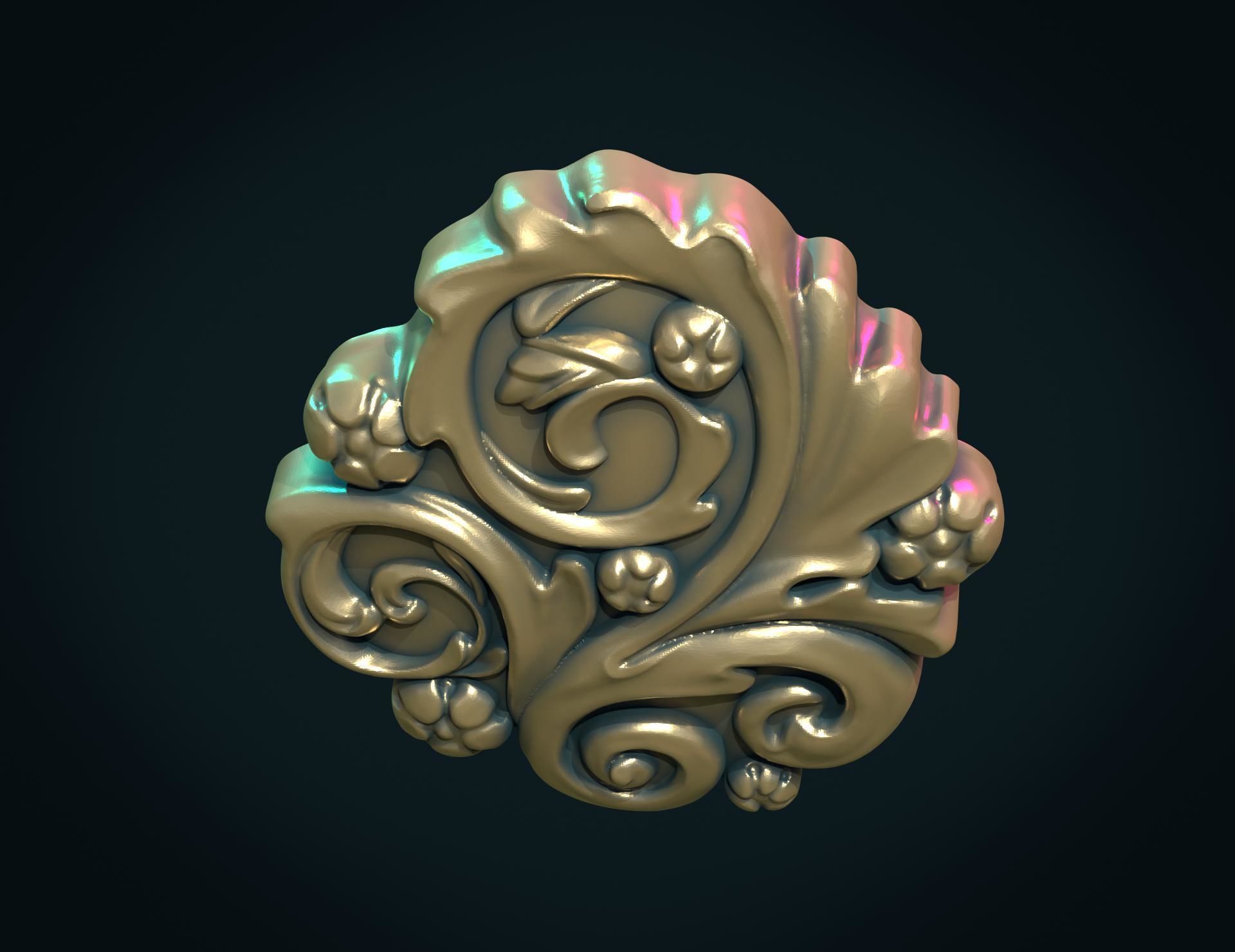 Leaves Scrolls charm pendant 3D print model_8