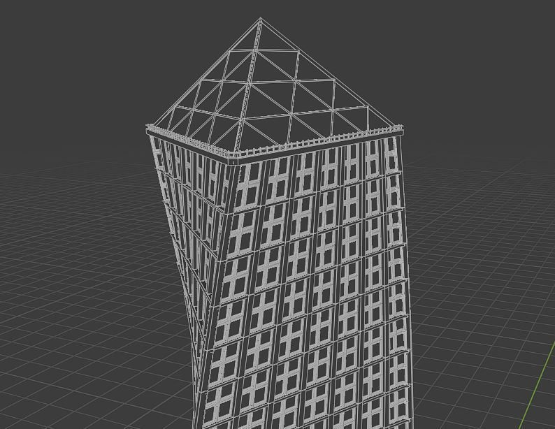 Spiral Building Low-poly 3D model_11