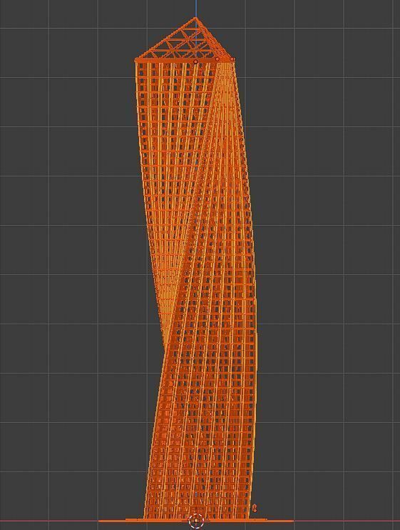 Spiral Building Low-poly 3D model_7
