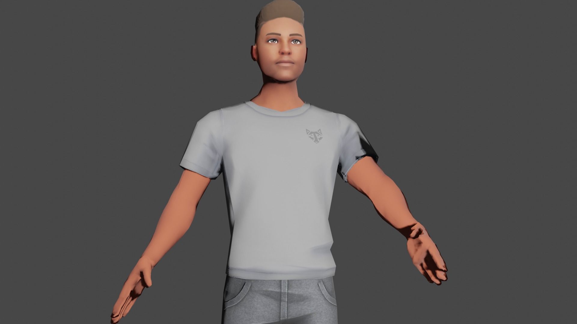 Game Ready 3d Boy man in jeans and t-shirt Low-poly 3D model_4
