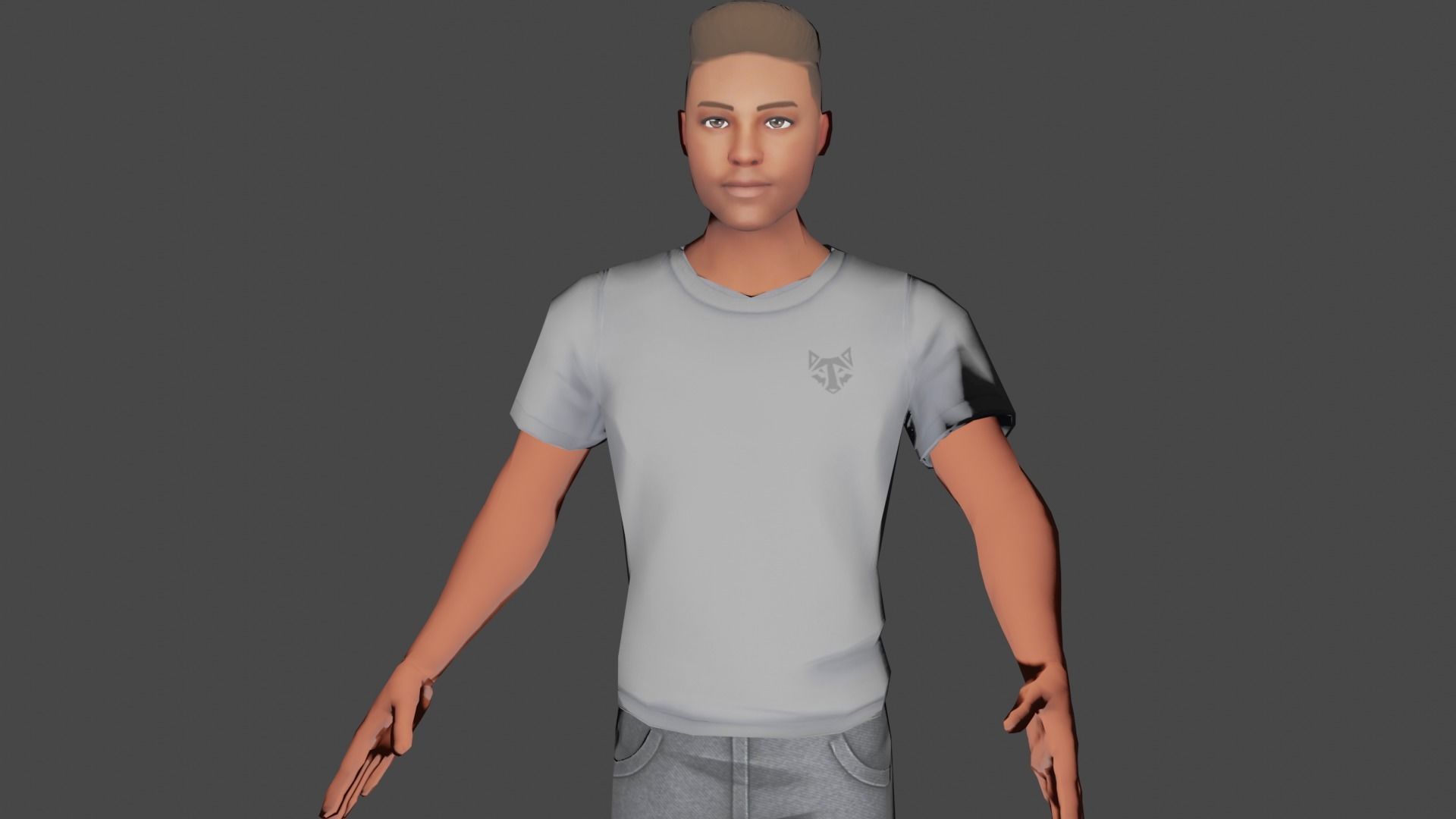 Game Ready 3d Boy man in jeans and t-shirt Low-poly 3D model_1