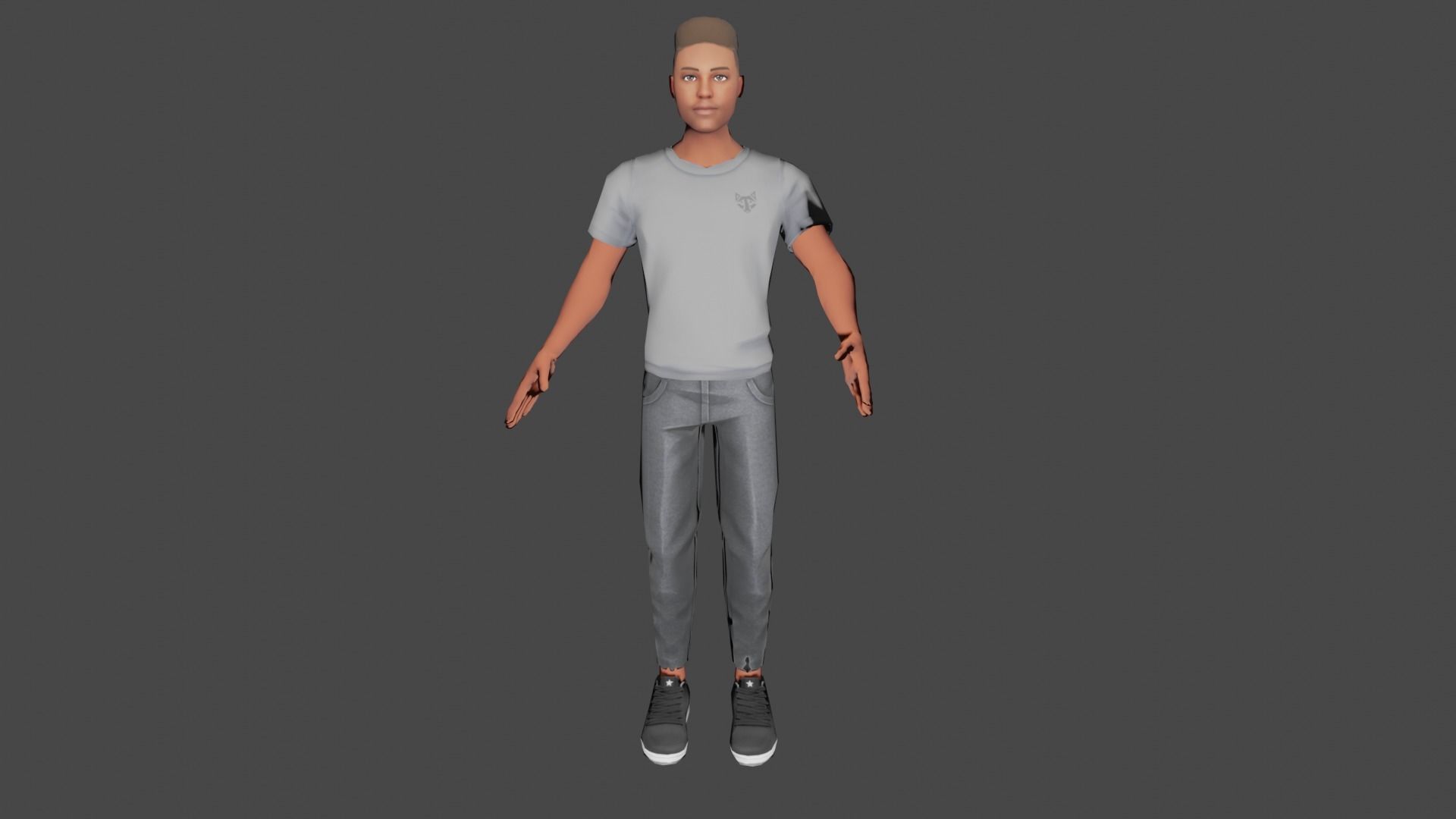 Game Ready 3d Boy man in jeans and t-shirt Low-poly 3D model_5