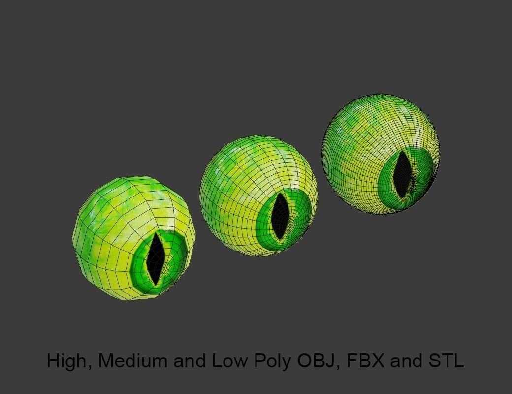 Dragon Eye Green Low-poly 3D model_9