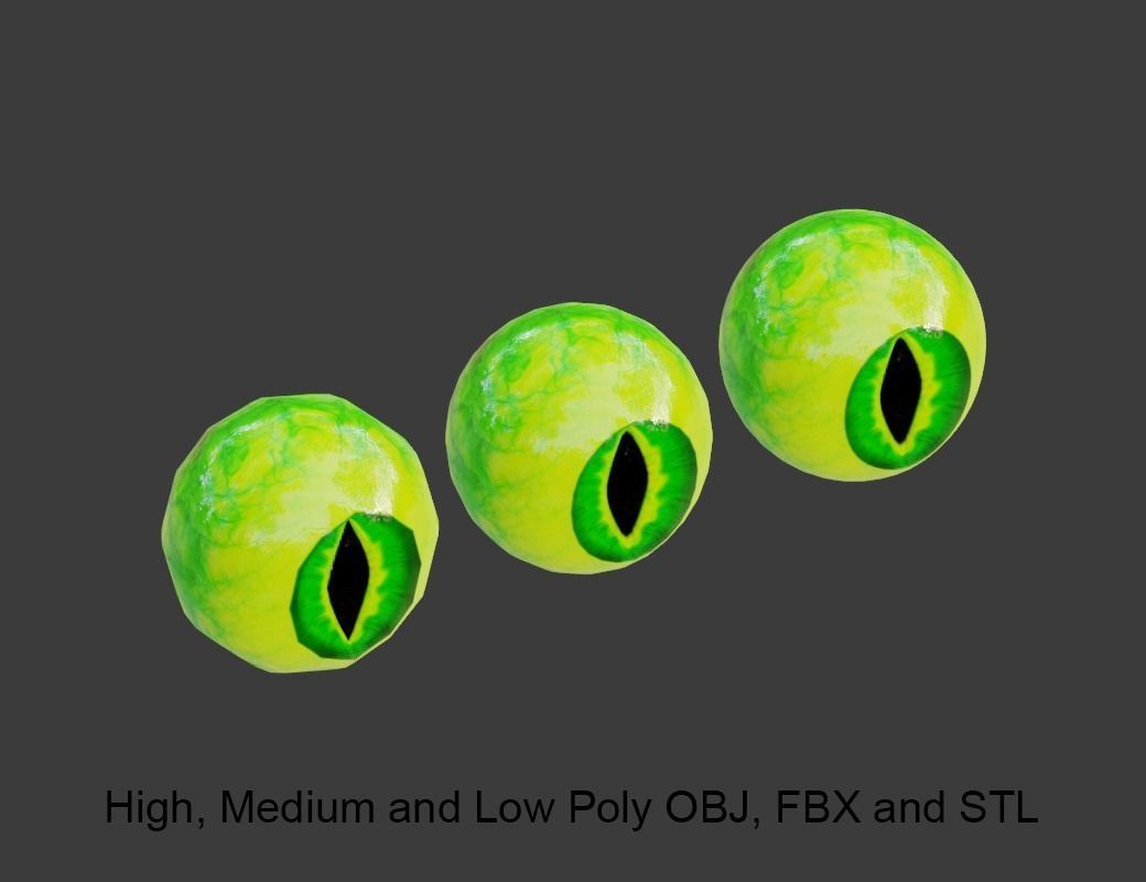 Dragon Eye Green Low-poly 3D model_8