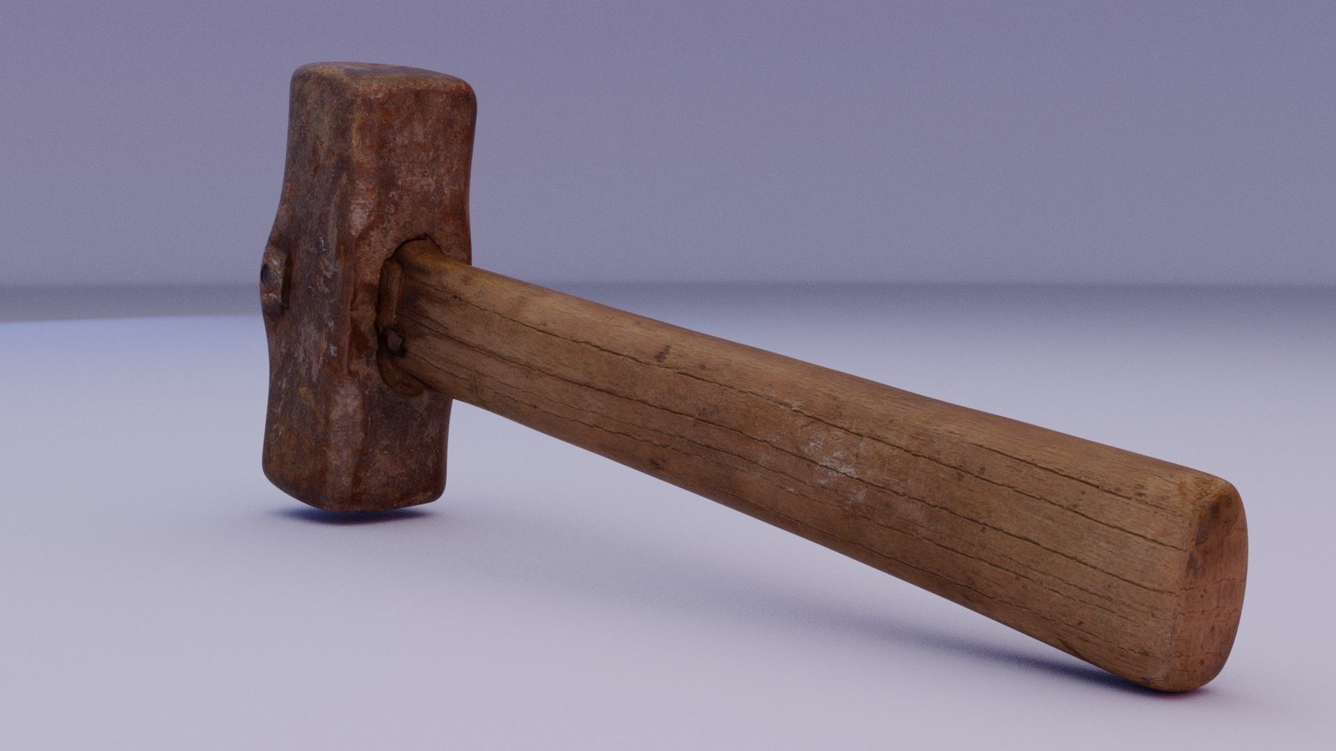 Hammer old Low-poly 3D model_2