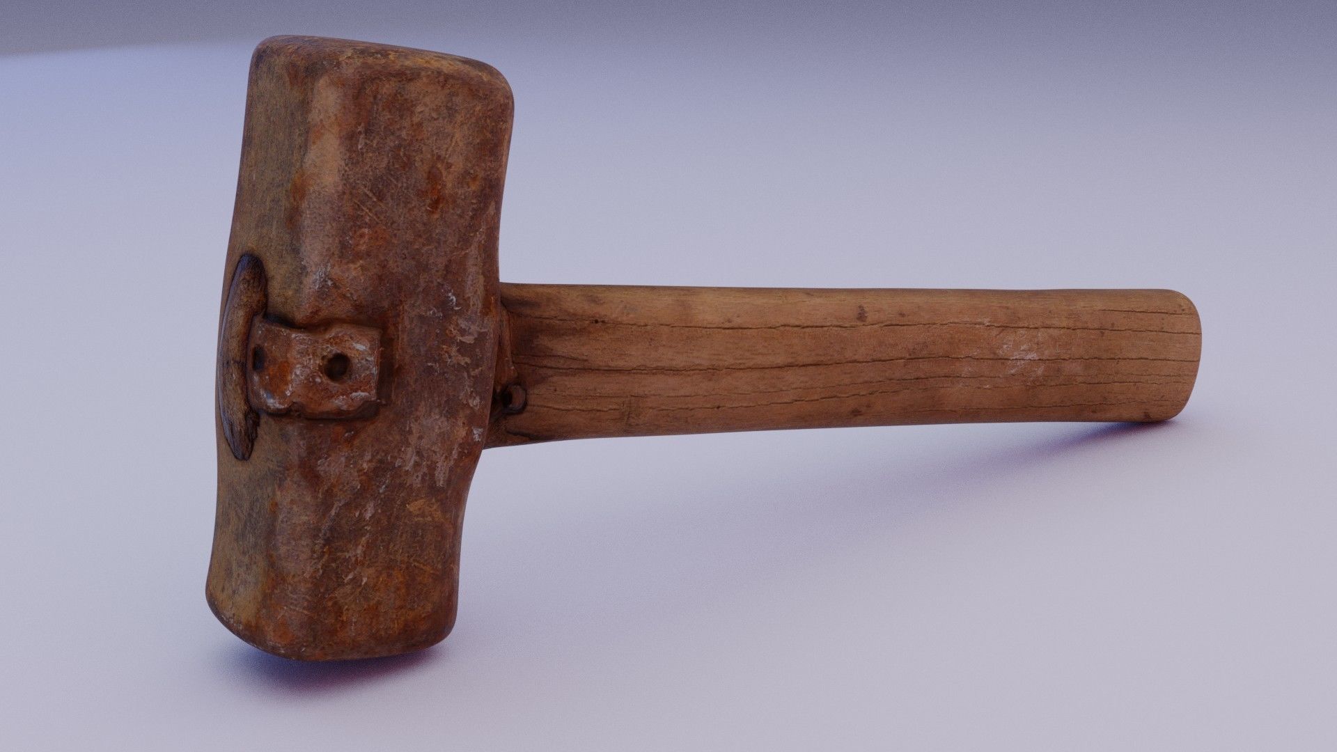 Hammer old Low-poly 3D model_1