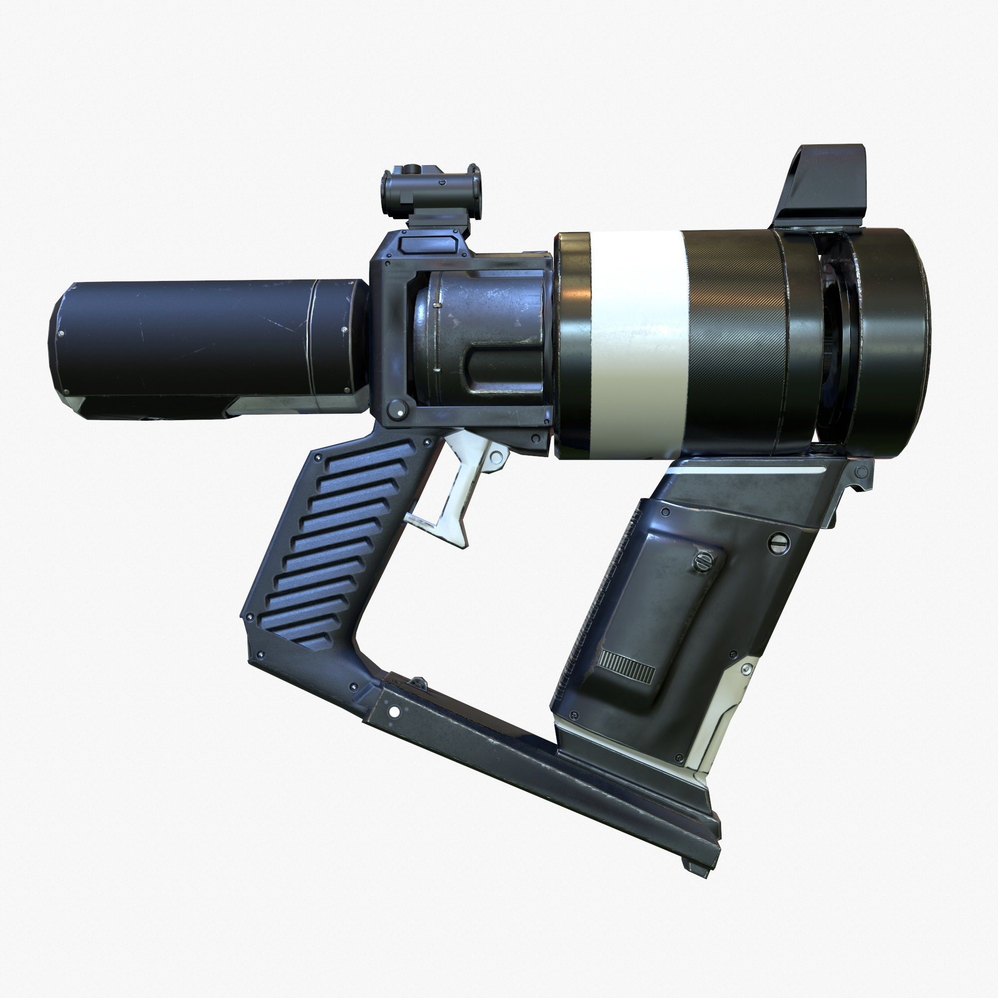 Low Poly Sci-Fi Revolver PBR Low-poly 3D model_6