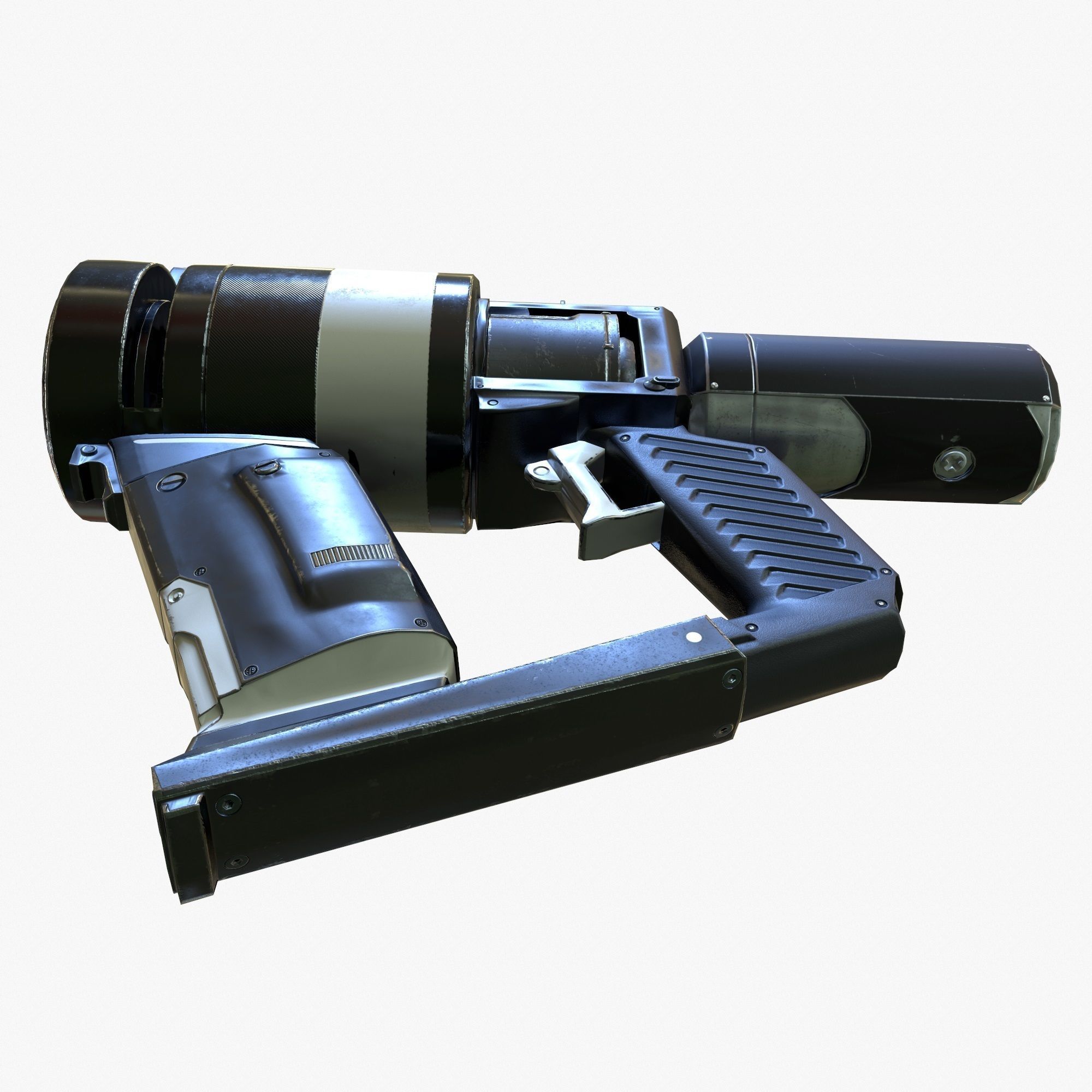 Low Poly Sci-Fi Revolver PBR Low-poly 3D model_10