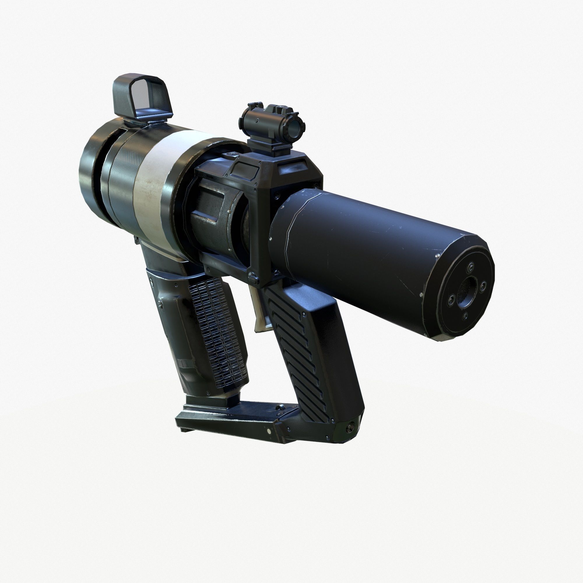 Low Poly Sci-Fi Revolver PBR Low-poly 3D model_4