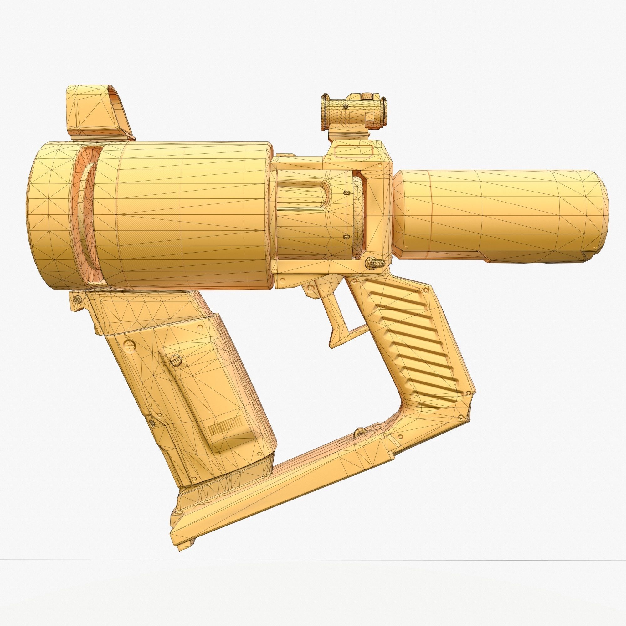 Low Poly Sci-Fi Revolver PBR Low-poly 3D model_12