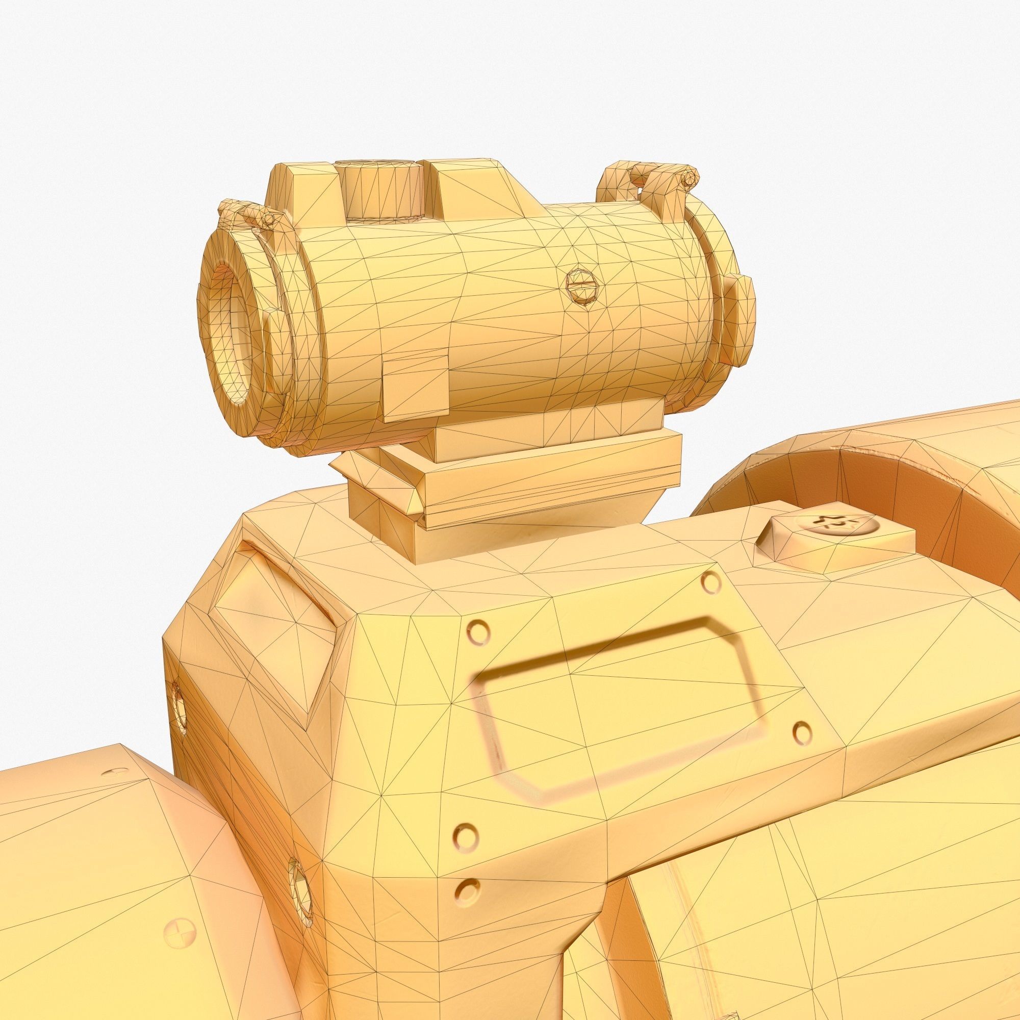 Low Poly Sci-Fi Revolver PBR Low-poly 3D model_14