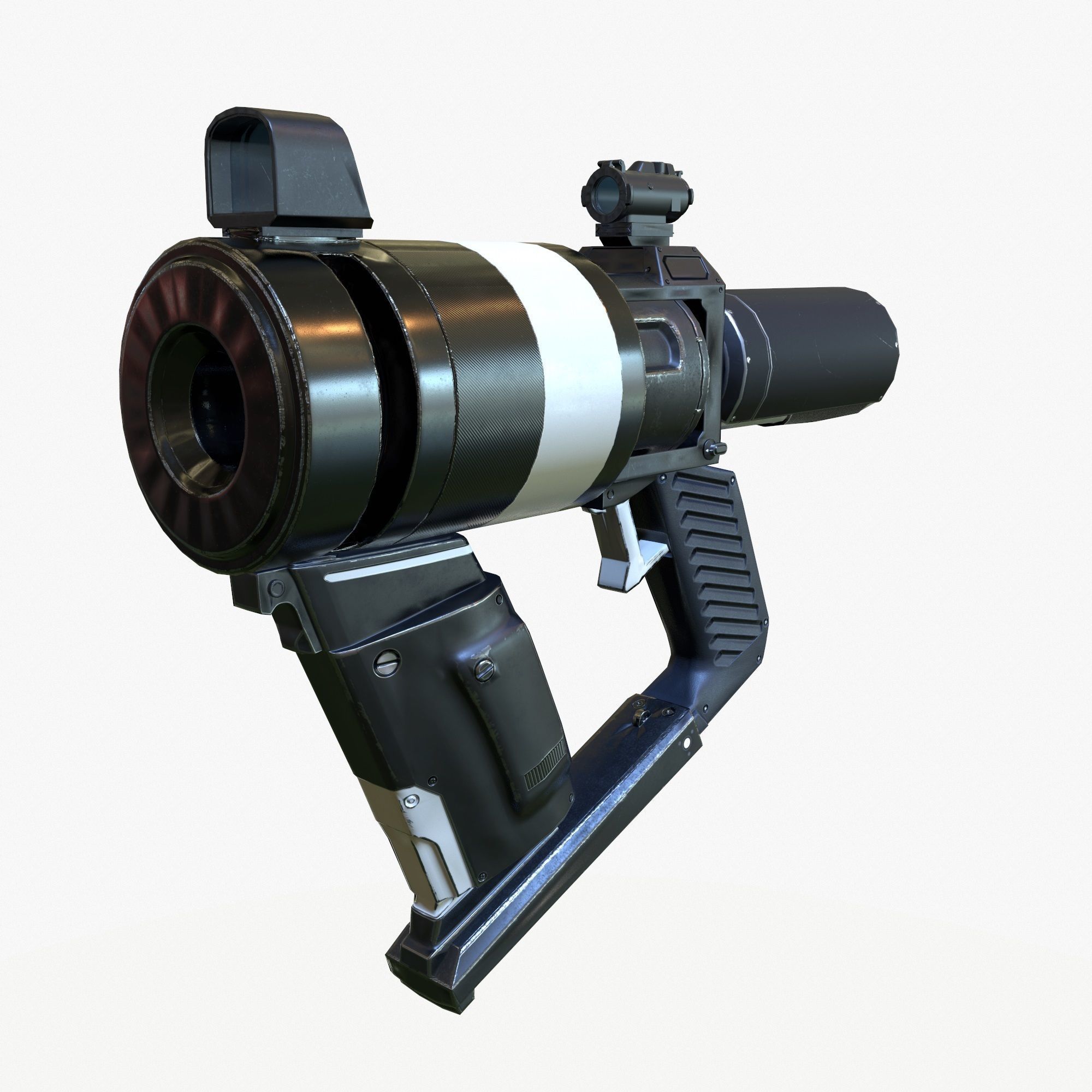 Low Poly Sci-Fi Revolver PBR Low-poly 3D model_2
