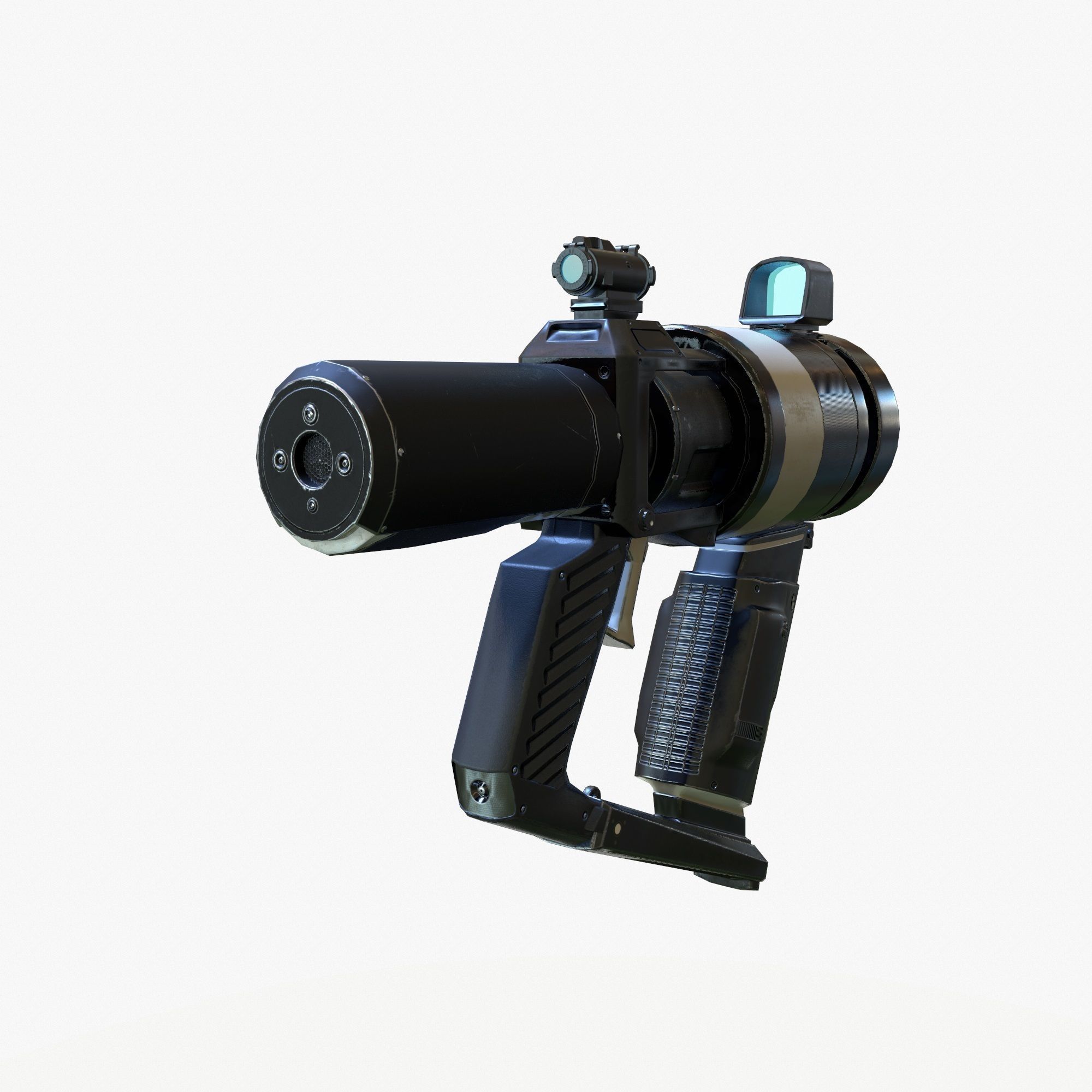 Low Poly Sci-Fi Revolver PBR Low-poly 3D model_5