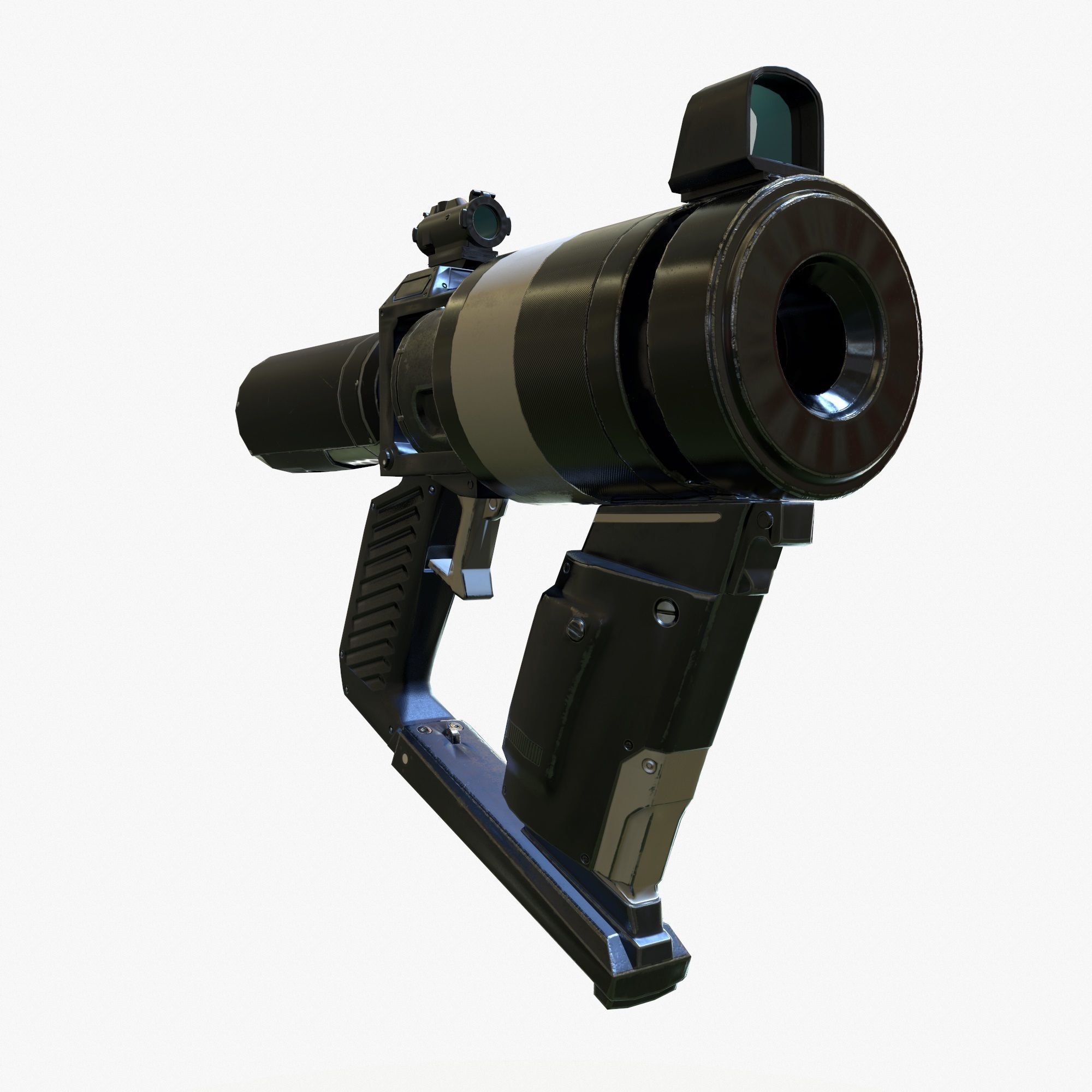 Low Poly Sci-Fi Revolver PBR Low-poly 3D model_7