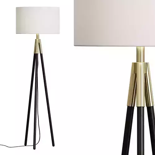 Crate And Barrel Hyde Brass and Bronze Metal Tripod Floor Lamp