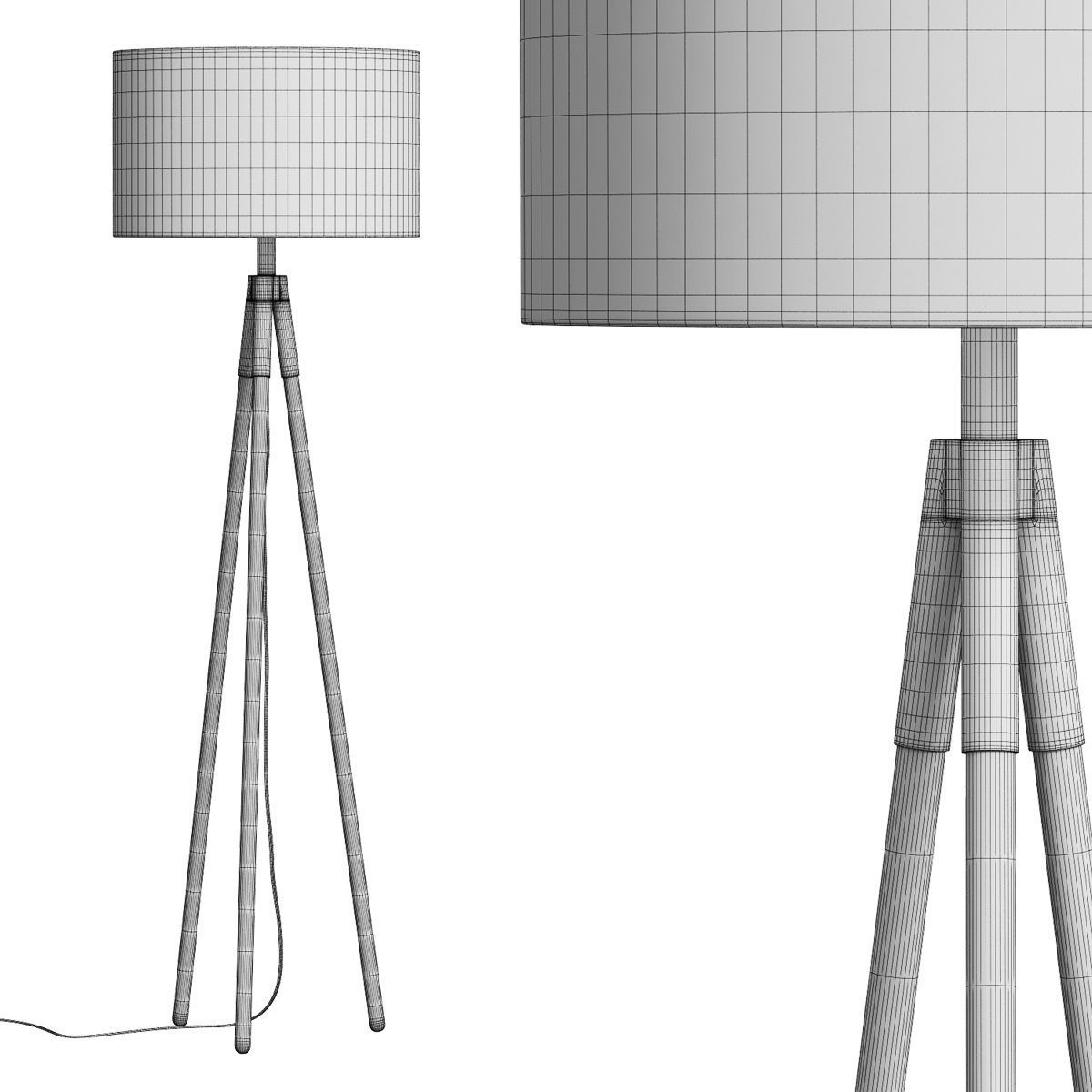 Crate And Barrel Hyde Brass and Bronze Metal Tripod Floor Lamp 3D model_2