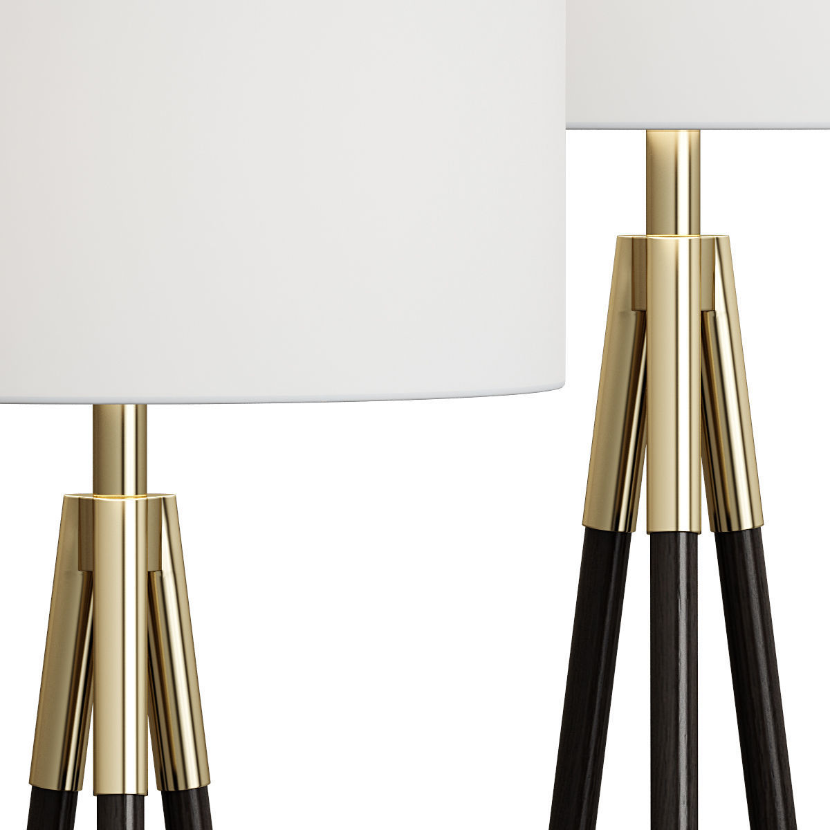 Crate And Barrel Hyde Brass and Bronze Metal Tripod Floor Lamp 3D model_1