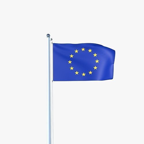 Animated Flag of European Union Low-poly 3D model