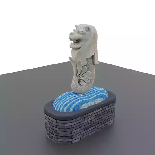 Merlion  LIONFISH Singapore Low-poly 3D model