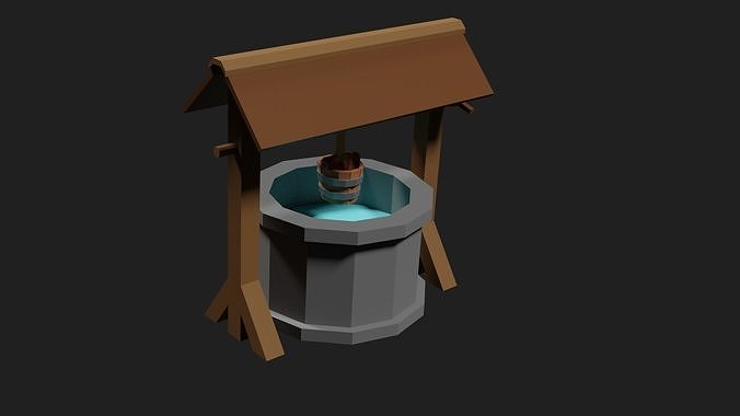 Lowpoly Comic Style Well Low-poly 3D model