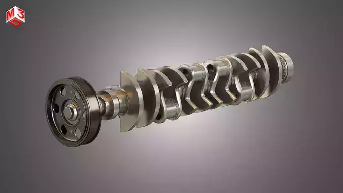 Crankshaft with Pulley Damper 3D model