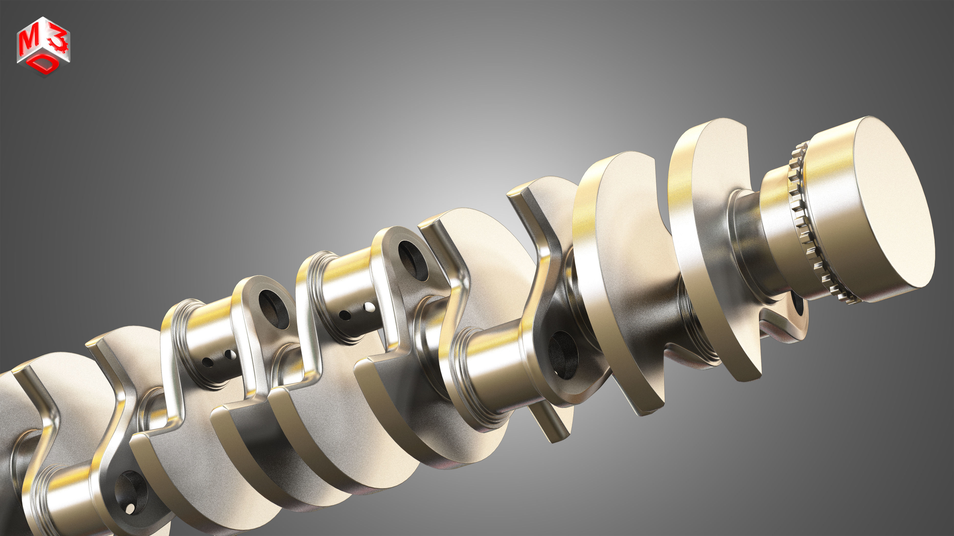Crankshaft with Pulley Damper 3D model_12